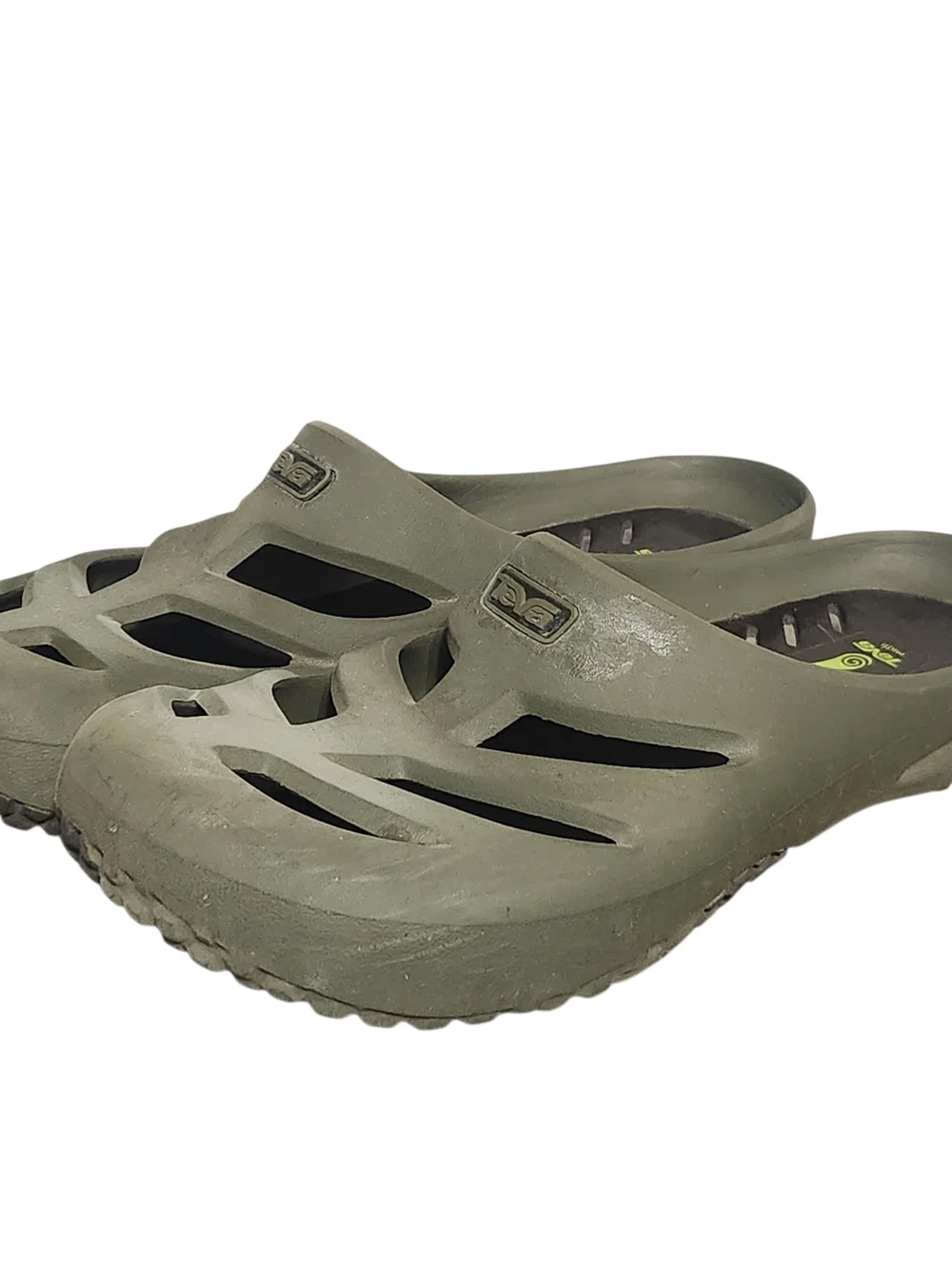 Teva Green Sandals Clogs Rubber Mens Size 12 Slip On Slide Waterproof Shoes